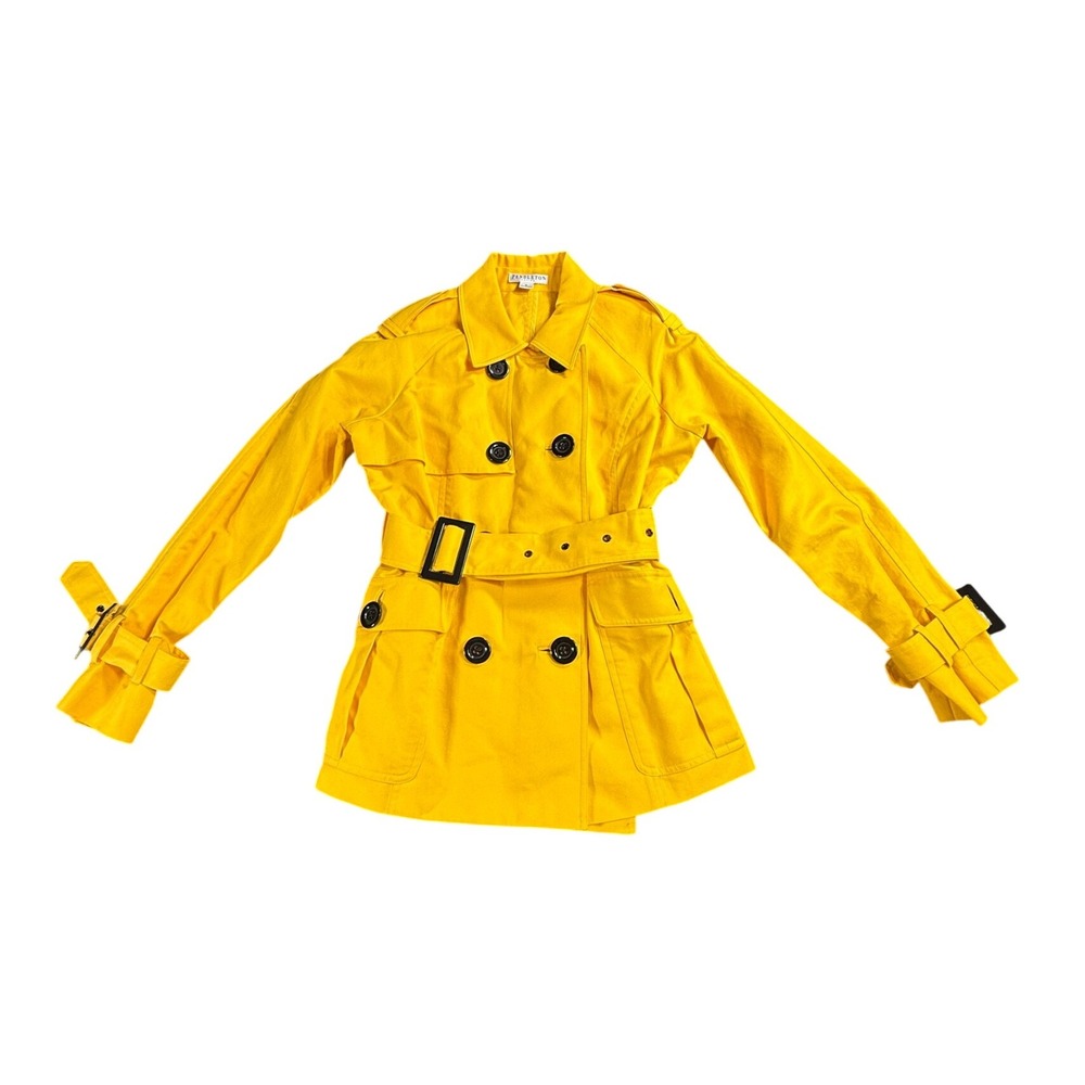 PENDLETON Womens Petite 8 Trench Coat Belted Yellow